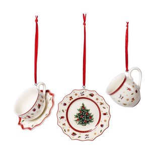 Villeroy & Boch Toy's Delight kerstboomhanger serviesset 3-delig Wit