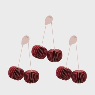 Broste Copenhagen Cherry decoratiehanger 3-delig Pompeian red