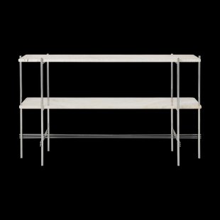 GUBI TS Console bijzettafel 120x30x72 cm Neutral white travertine-staal