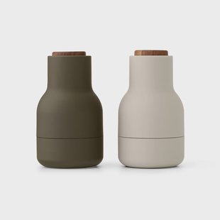 Audo Copenhagen Bottle Grinder kruidenmolen Small 2-pack Hunting green-beige-walnoothout
