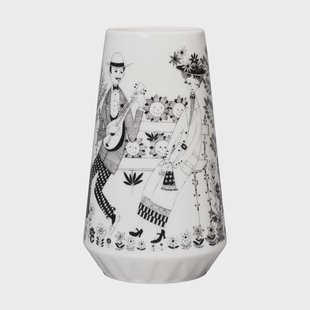 Arabia Emilia vaas 19 cm Zwart-wit