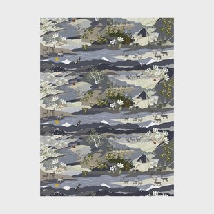 Arvidssons Textil Fjällvandring gewaxt tafelkleed Blauw