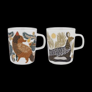 Marimekko Oiva Ketunmarja & Peura mok 25 cl 2 delen White-coal-mud-light grey