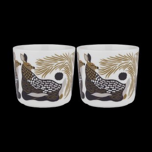 Marimekko Peura koffiekop zonder oor 20 cl 2-pack White-coal-mud-light grey