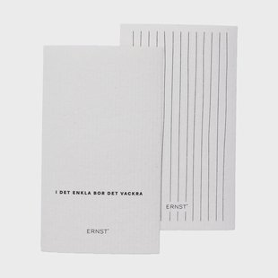 ERNST Ernst vaatdoek Citat/gestreept 2-pack Wit