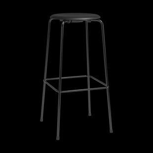 Fritz Hansen High Dot barkruk Intense zwart leer-zwart staal