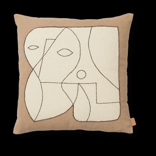 Ferm Living Figure kussenhoes 50x50 cm Donker Taupe-Off-wit