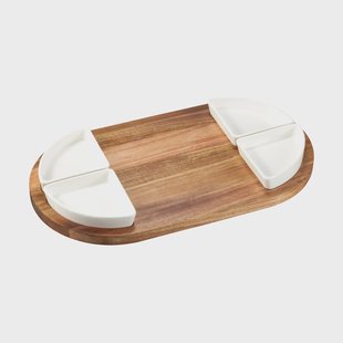 Dorre Sevyn serveerblad + kom 5 delen Akacia-wit porselein