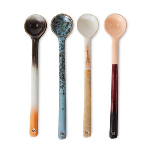 HKliving 70's keramieken lepel L 4-pack Breeze