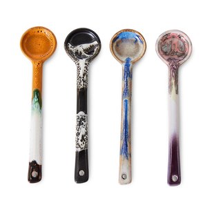HKliving 70's keramieken lepel M 4-pack Force