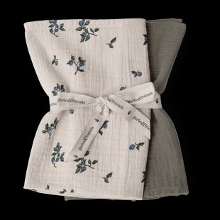Garbo&Friends Blueberry Muslin deken klein 2-delig 60x60 cm