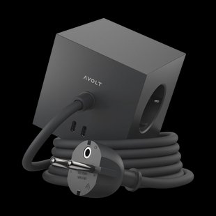 Avolt Square 1 stopcontact met USB-C 30W 1,8 m Stockholm black