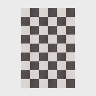 Layered Chess wollen vloerkleed Black and white, 140x200 cm