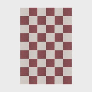 Layered Chess wollen vloerkleed Burgundy, 140x200 cm