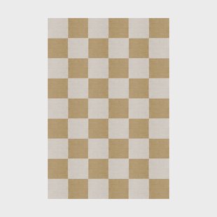 Layered Chess wollen vloerkleed Harvest yellow, 200x300 cm