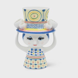 Bjørn Wiinblad Dame med hat vaas H20,5 cm Blauw