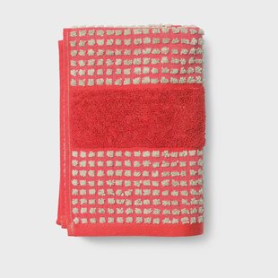 Juna Check handdoek 50x100 cm Rood-zand