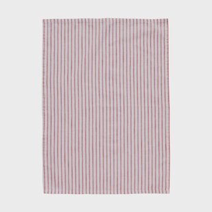 Lene Bjerre Olivia keukenhanddoek smalle strepen 50x70 cm Off White-Dark Coral