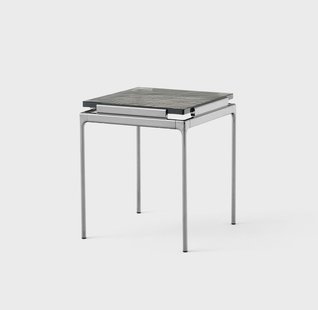 &Tradition SettLN11 bijzettafel Smoked cast glass-dark chrome