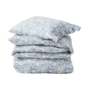 Lexington Blue Floral Printed Cotton Sateen beddengoedset 50x60 cm, 220x220 cm
