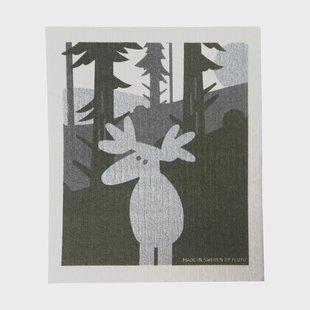 Pluto Design Eland vaatdoek 17.2x20 cm Groen-zilver-wit