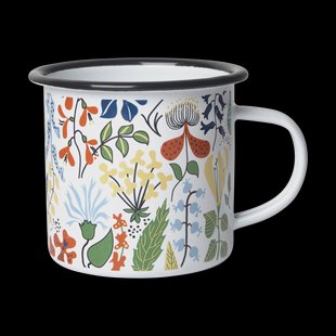 Pluto Design Herbarium emaille mok Wit-multi