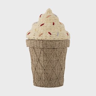 Bloomingville Cillie opbergmand met deksel Ø40 cm Nature ice cream
