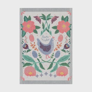 Ekelund Linneväveri Easter chicken keukenhanddoek 35x50 cm Multi