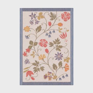 Ekelund Linneväveri Flower keukenhanddoek 35x50 cm Rood-zwart