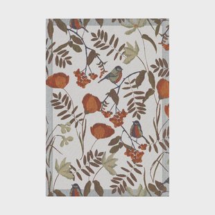 Ekelund Linneväveri Fåglabäck keukenhanddoek 35x50 cm Bruin-oranje