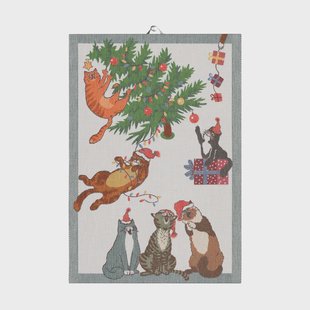 Ekelund Linneväveri Purr-fect Christmas keukenhanddoek 35x50 cm Multi
