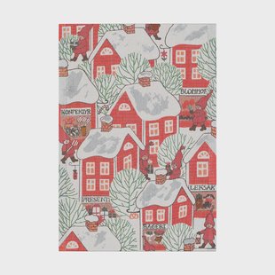 Ekelund Linneväveri Tomtebyn keukenhanddoek 35x50 cm Rood