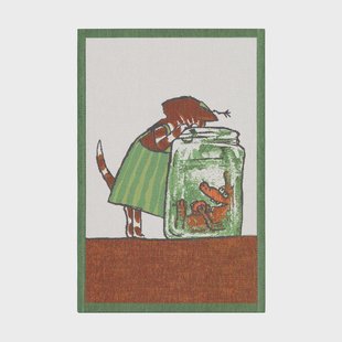 Ekelund Linneväveri Pettson & Findus keukenhanddoek multi 40x60 cm Nieuwsgierig