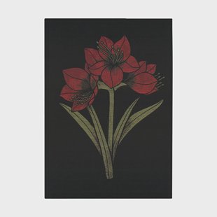 Ekelund Linneväveri Kapamaryllis keukenhanddoek 48x70 cm Zwart-rood