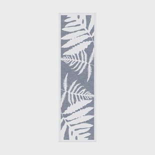 Ekelund Linneväveri Ormbunkar tafelloper 35x120 cm Blauw-wit