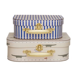 OYOY Mini crocodile & strepen kofferset Beige