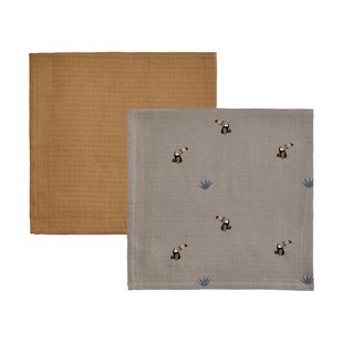OYOY Toucan hydrofiele doek 2-pack Clay-caramel
