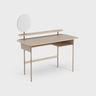 Swedese Luna bureau met plank en spiegel Eikenhout wit gepigmenteerd