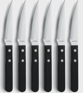 Amefa Pizza Noir grillmes 6-pack Zwart