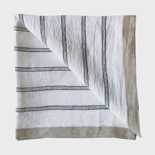 Tell Me More Maya linnen servet 50x50 cm Navy Stripe