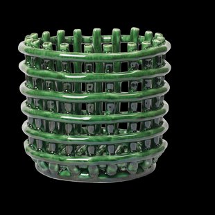 Ferm Living Ceramic gevlochten mand Ø16 cm Emerald Green