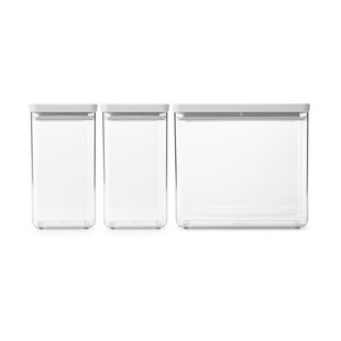 Brabantia TASTY+ stapelbare pot 3-delig 2x1,6 L+3,5L Lichtgrijs