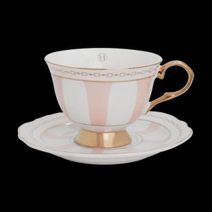 Hilke Collection Strisce Rosa kop met schotel 22 cl