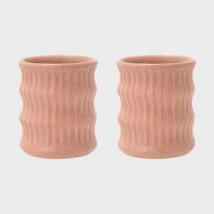 Villa Collection Styles mok met geribbeld patroon 30 cl 2-pack Roze