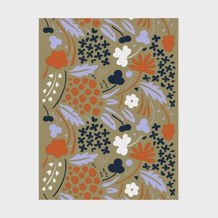 Marimekko Suvi stof Grey-green-dark blue-tile