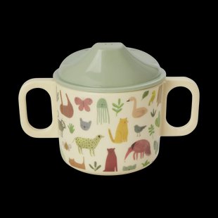 RICE Rice kinderbeker met twee handvatten 20 cl Sweet Jungle Print-Cream