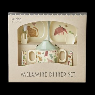 RICE Rice kinderservies 4-delig Sweet Jungle Print-Cream
