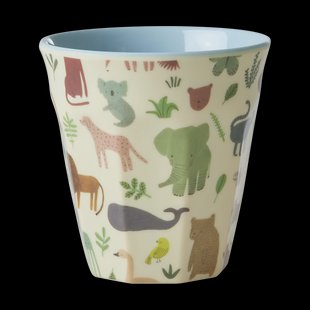 RICE Rice kinderbeker melamine Sweet Jungle Print-Soft blue