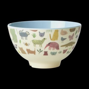 RICE Rice melaminekom small Sweet Jungle Print-Soft blue