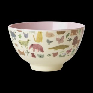 RICE Rice melaminekom small Sweet Jungle Print-Soft Pink